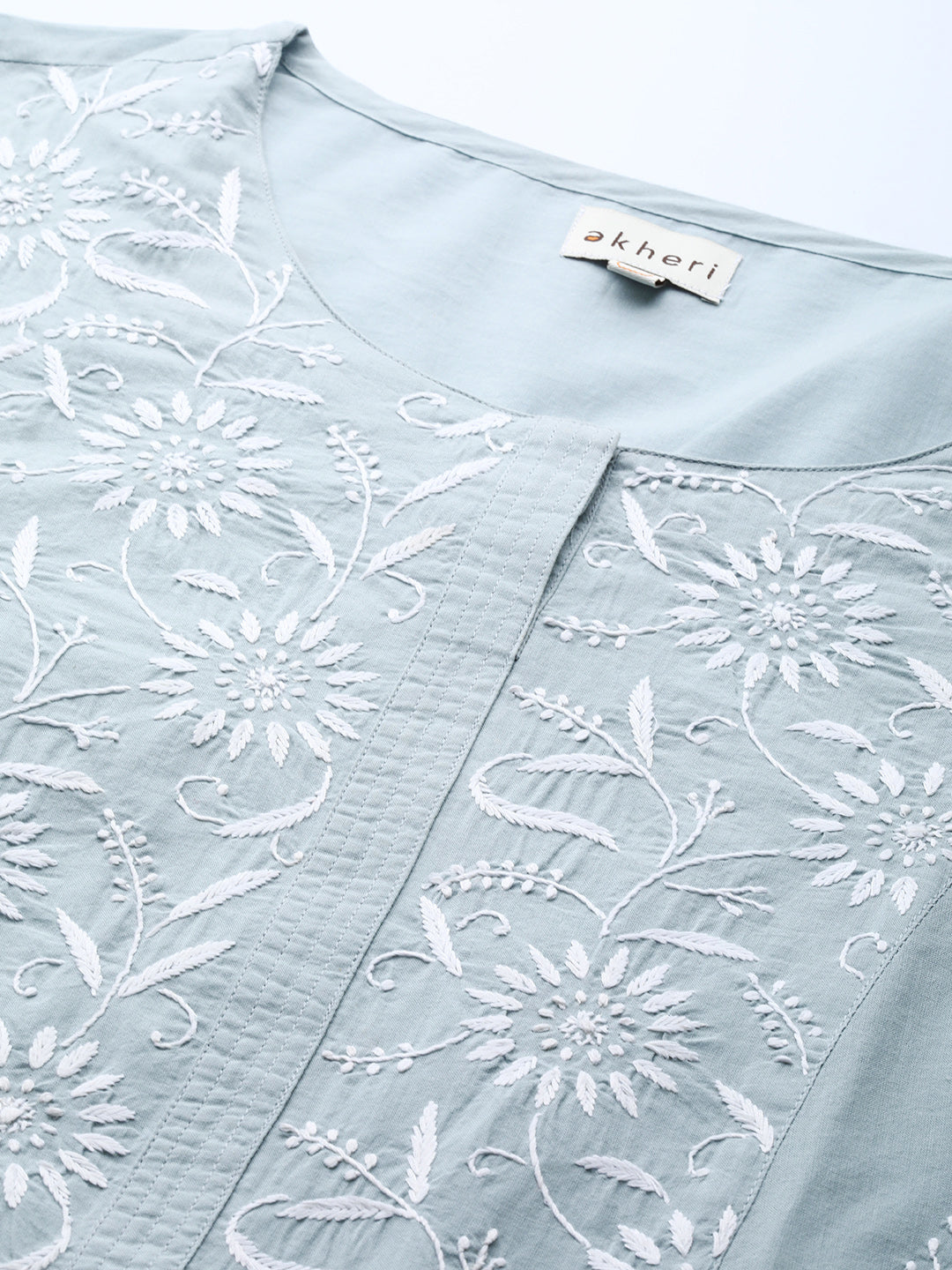 Grey Chikankari A-line Kurta