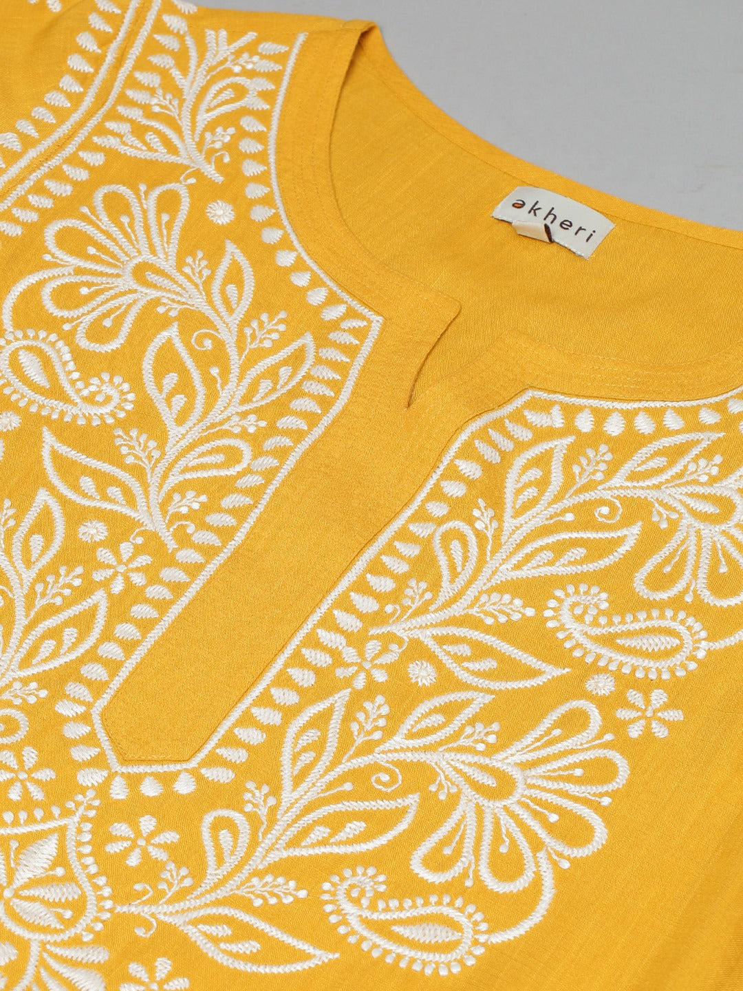 Yellow Rayon Chikankari Kurta