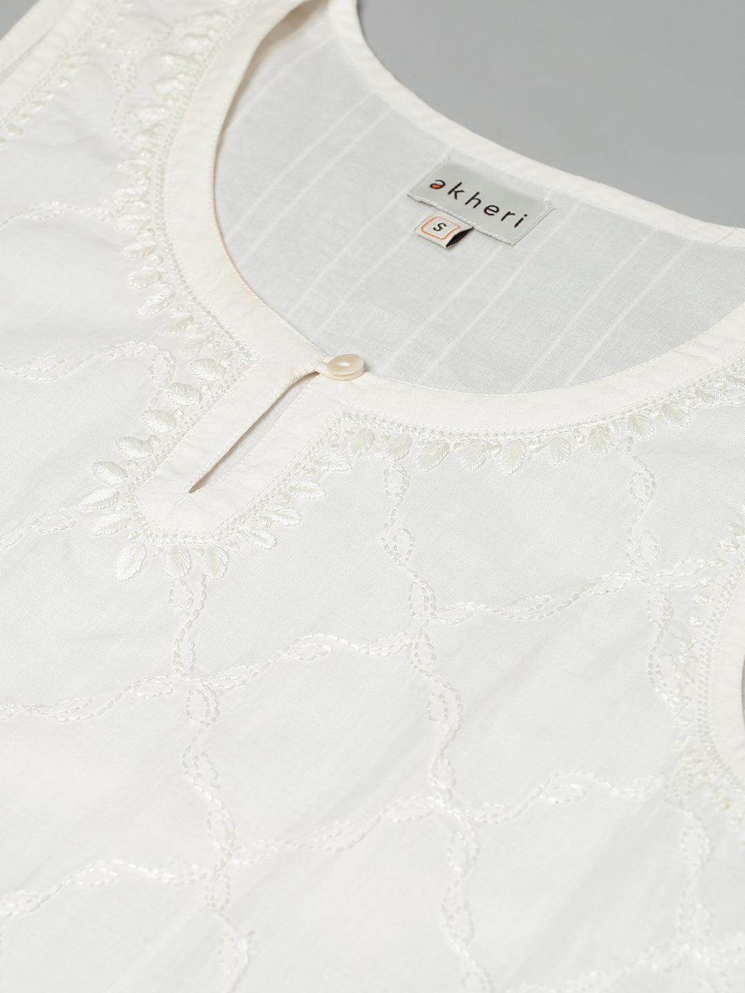 Cream Pintucks Chikankari Kurta
