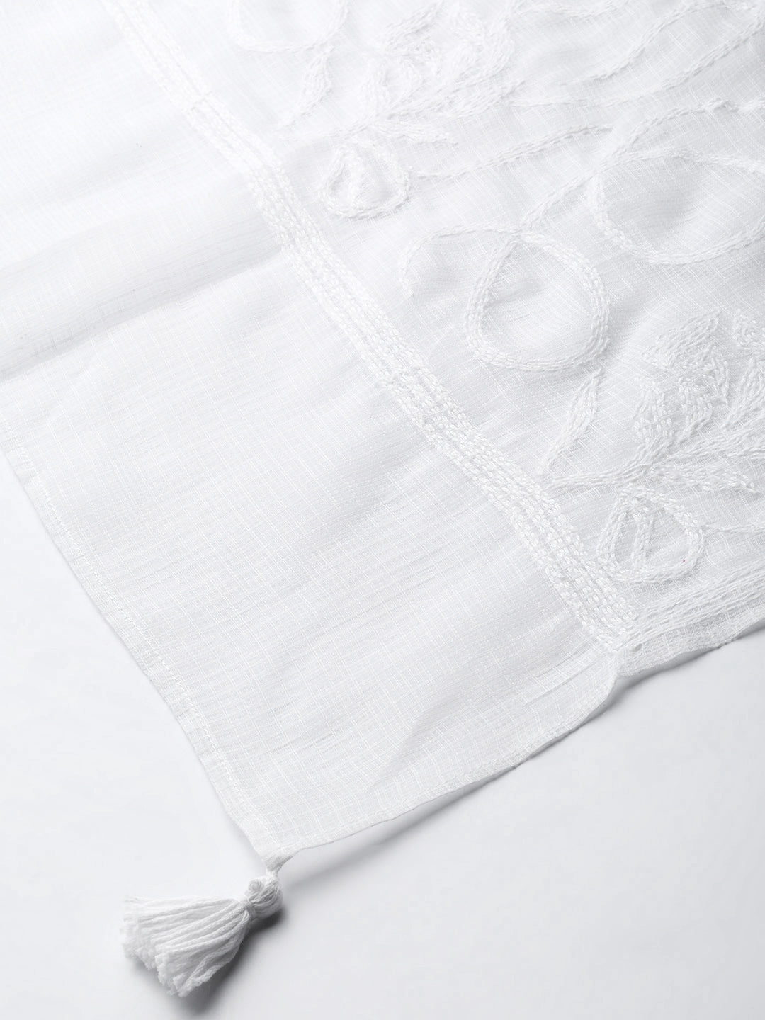 White Kota Cotton Tepchi Dupatta