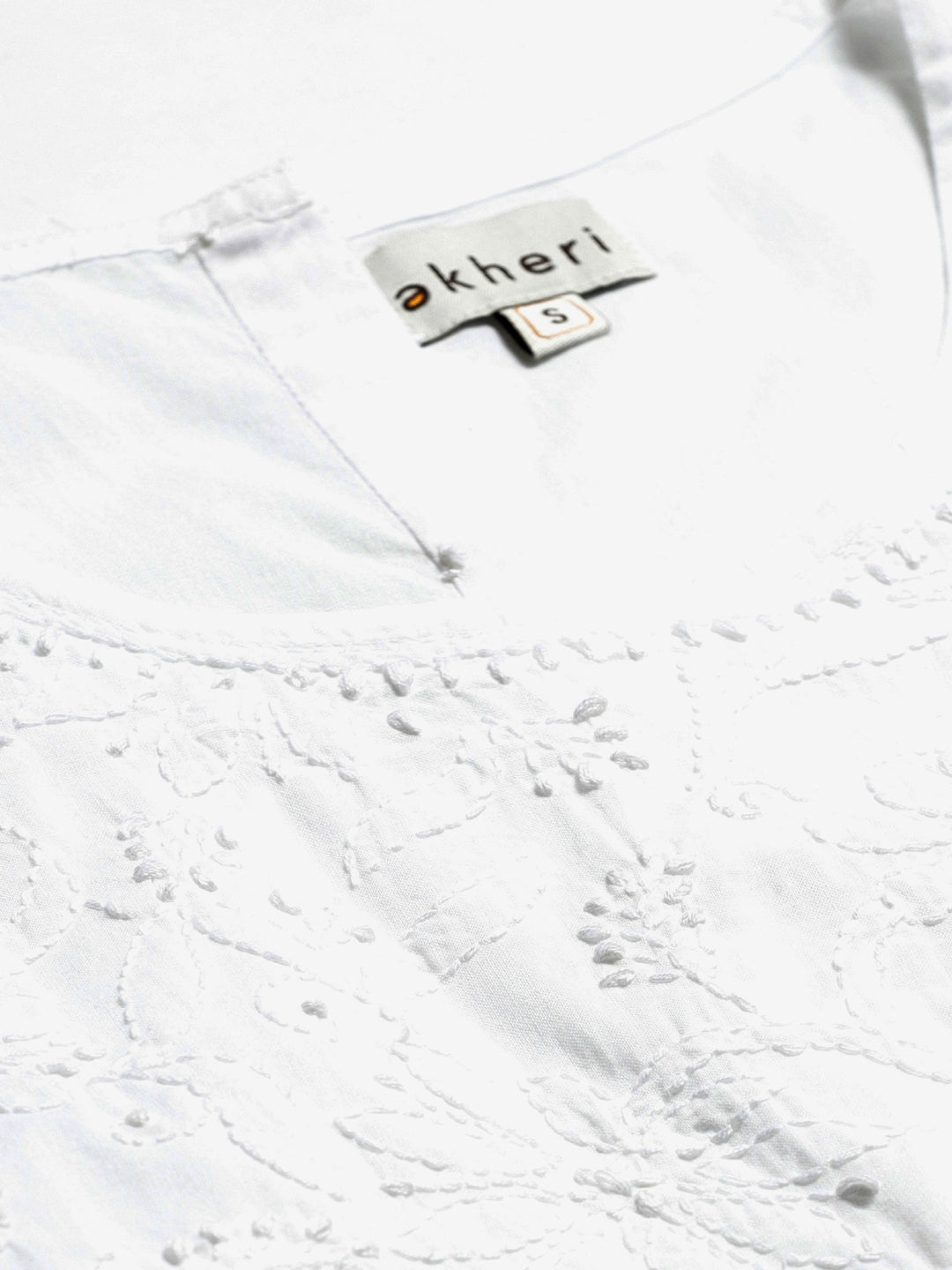 White Chikankari Back-Open Top