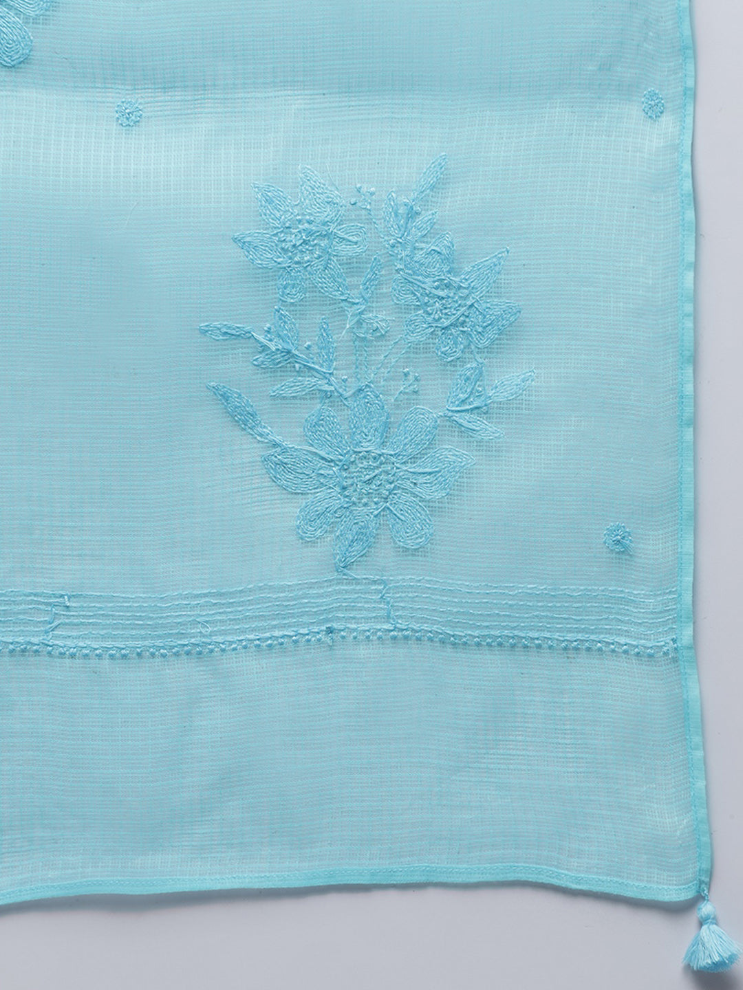 Blue Chikankari Kota Cotton Dupatta