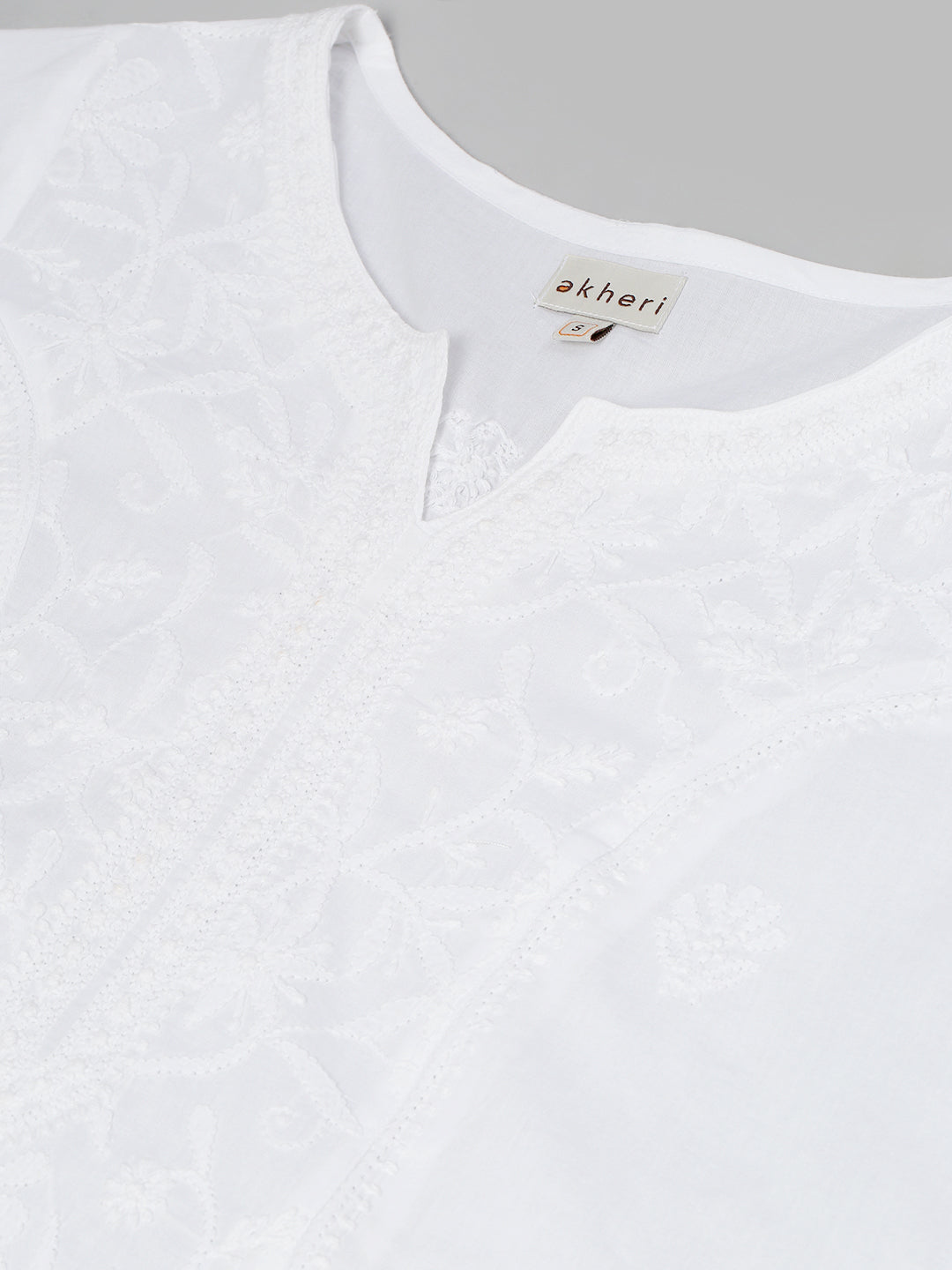 White Cotton Chikankari Straight Kurta