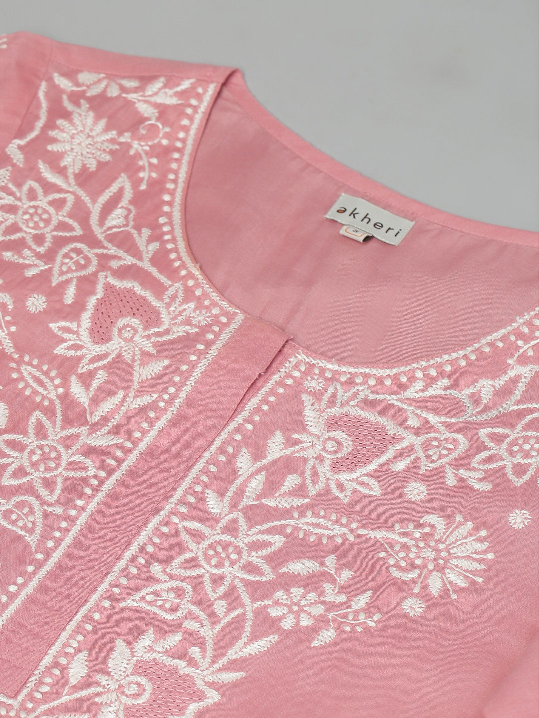 Old Rose Chikankari Straight Kurta