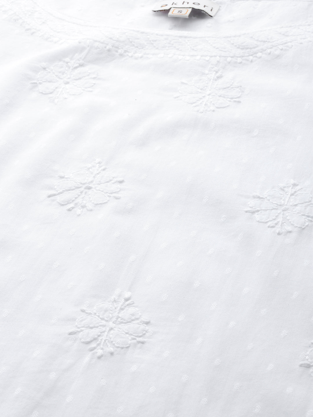White Chikankari Dobby Straight Kurta