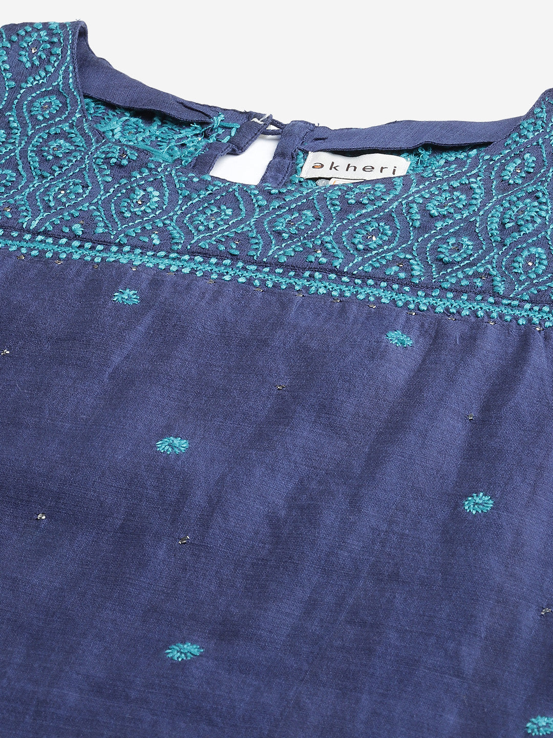 Navy Blue Chanderi Silk Kurta
