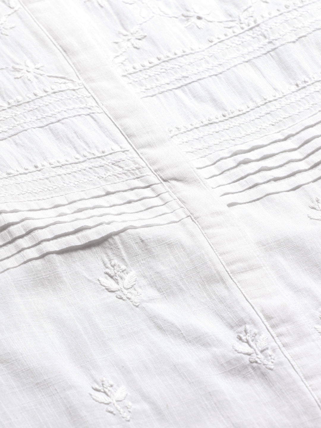 White Chikankari Slub Casual Shirt