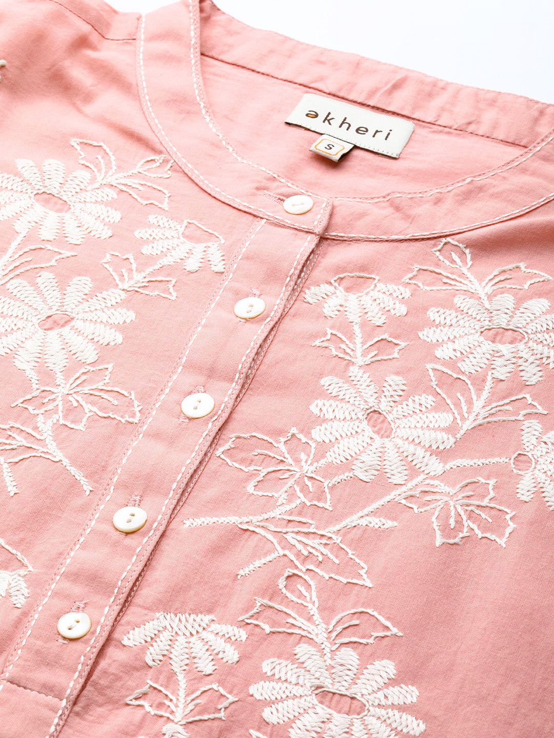 Dusty Pink Chikankari Box-Pleat Top