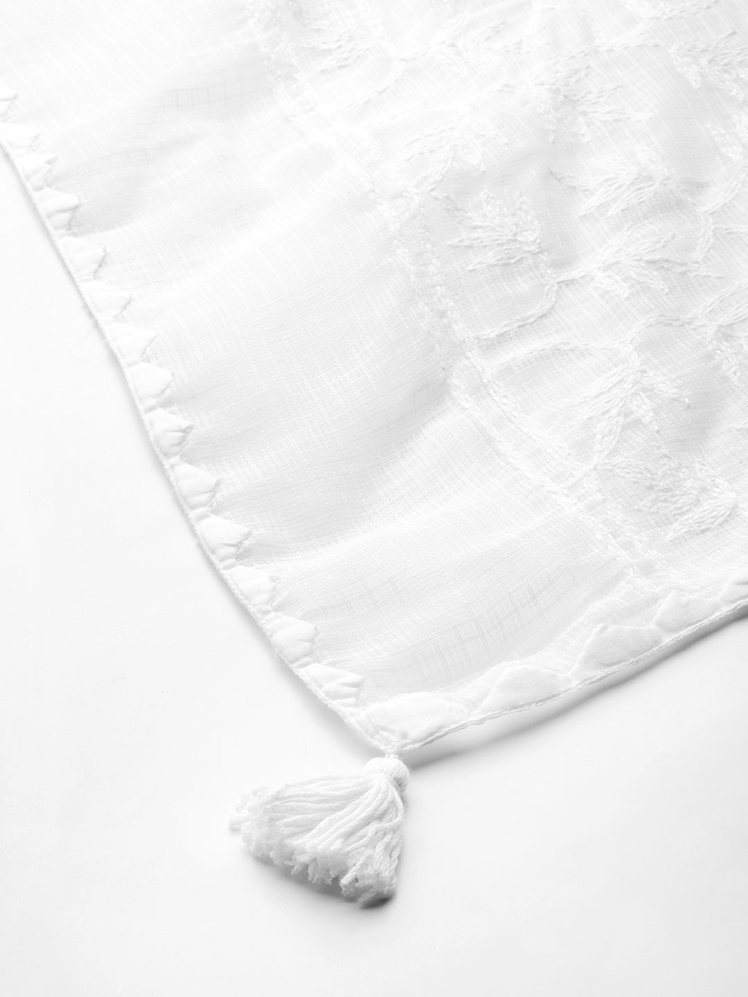 Chikankari White Kota Dupatta
