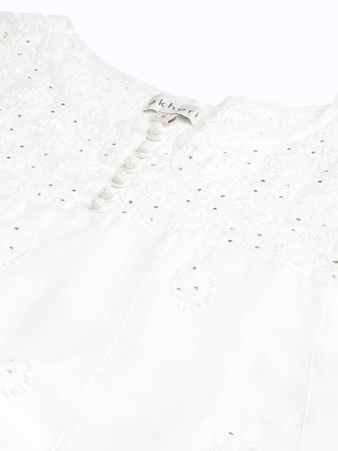 Off White Pure Chanderi Silk Chikankari Kurta