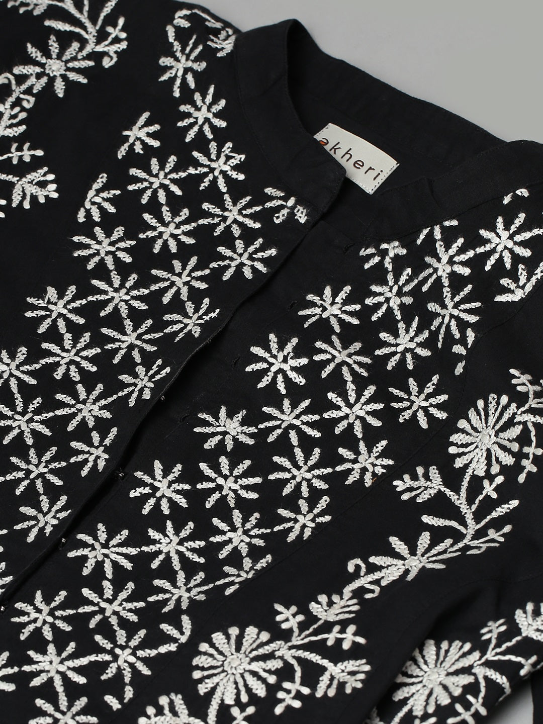 Black & White Chikankari Embroidered A-Line Kurta