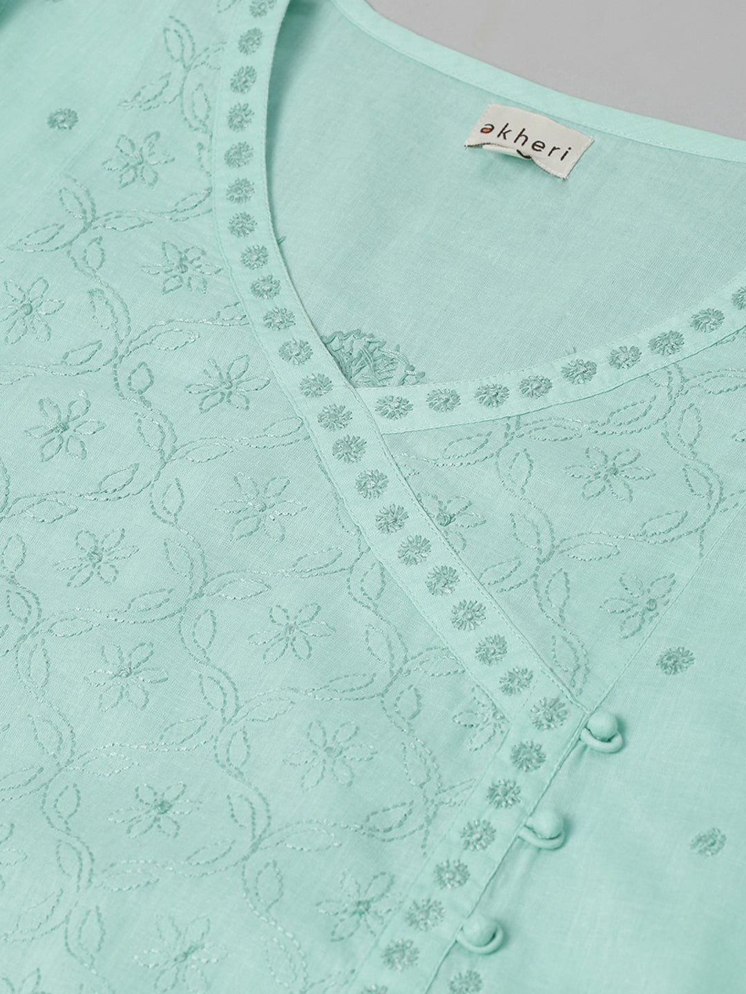 Sea Green Chikankari Angarkha