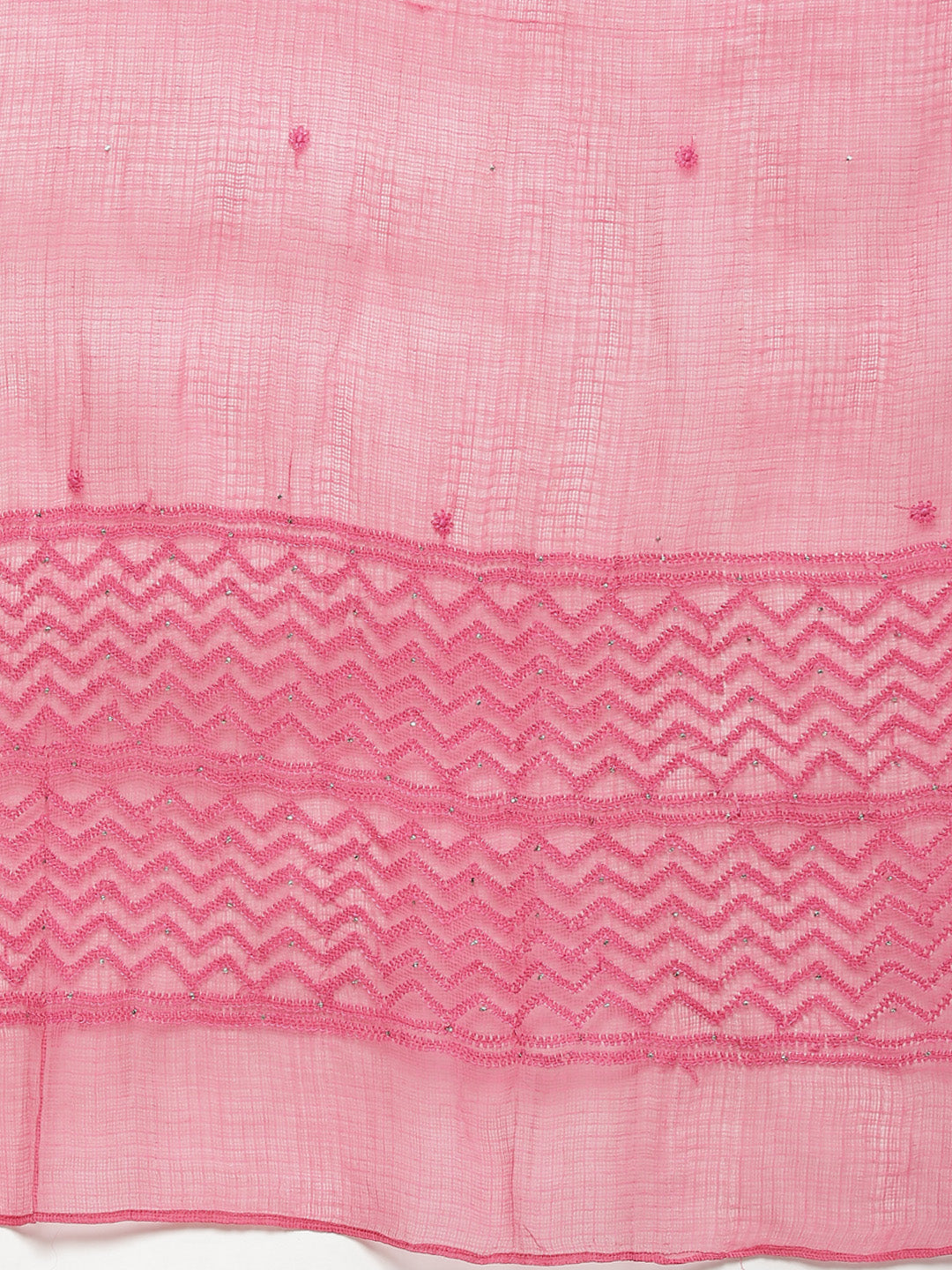 Pink Chikankari Kota Silk Dupatta