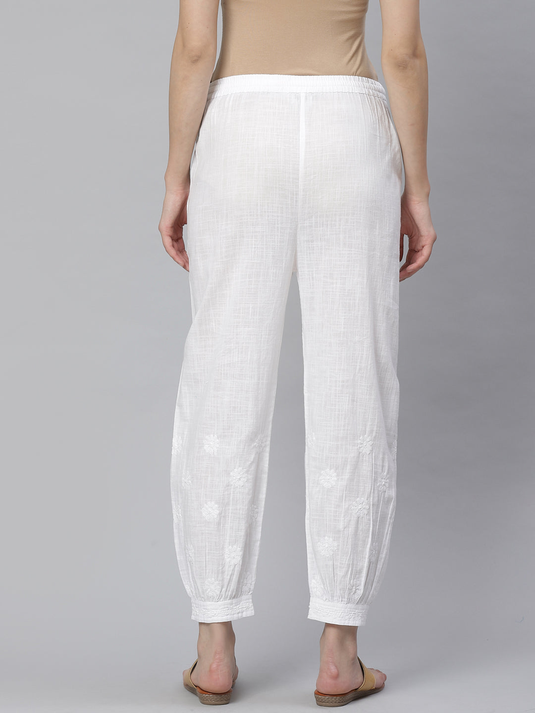 White Chikankari Afghani Pants