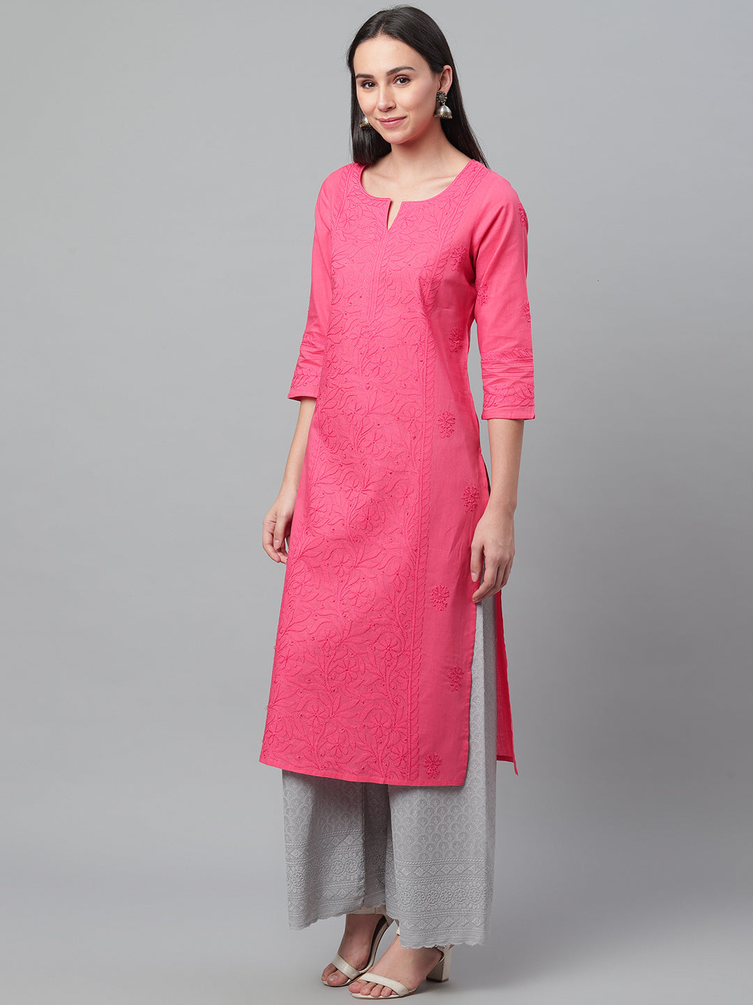 Coral Chikankari Straight Kurta