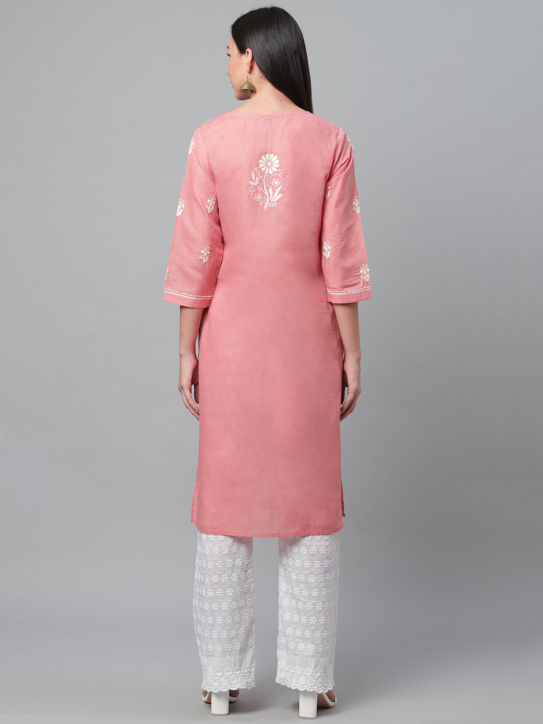 Old Rose Chikankari Straight Kurta