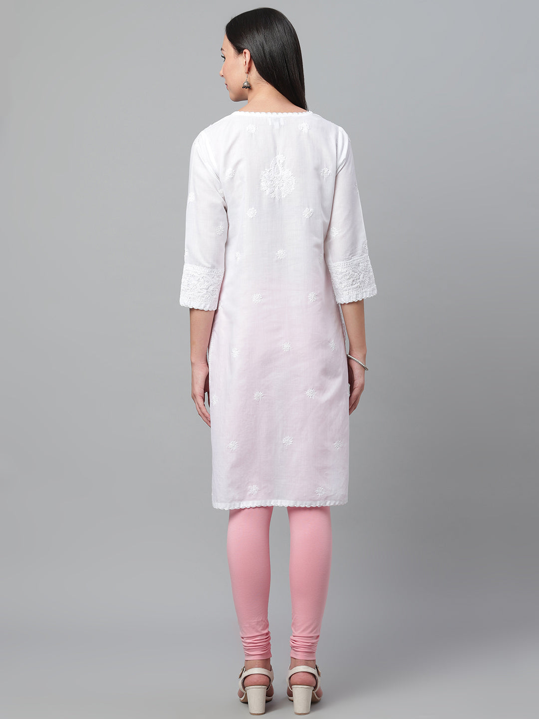 White Embroidered Kurta with Mukaish Work