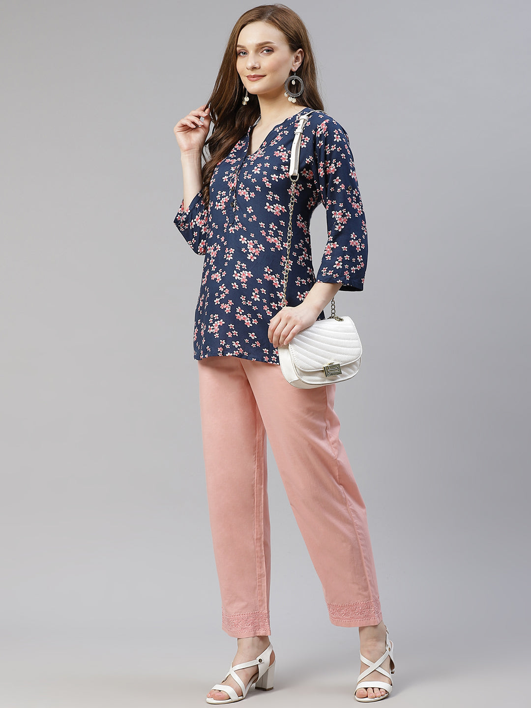 Pink Embroidered Cotton Pants