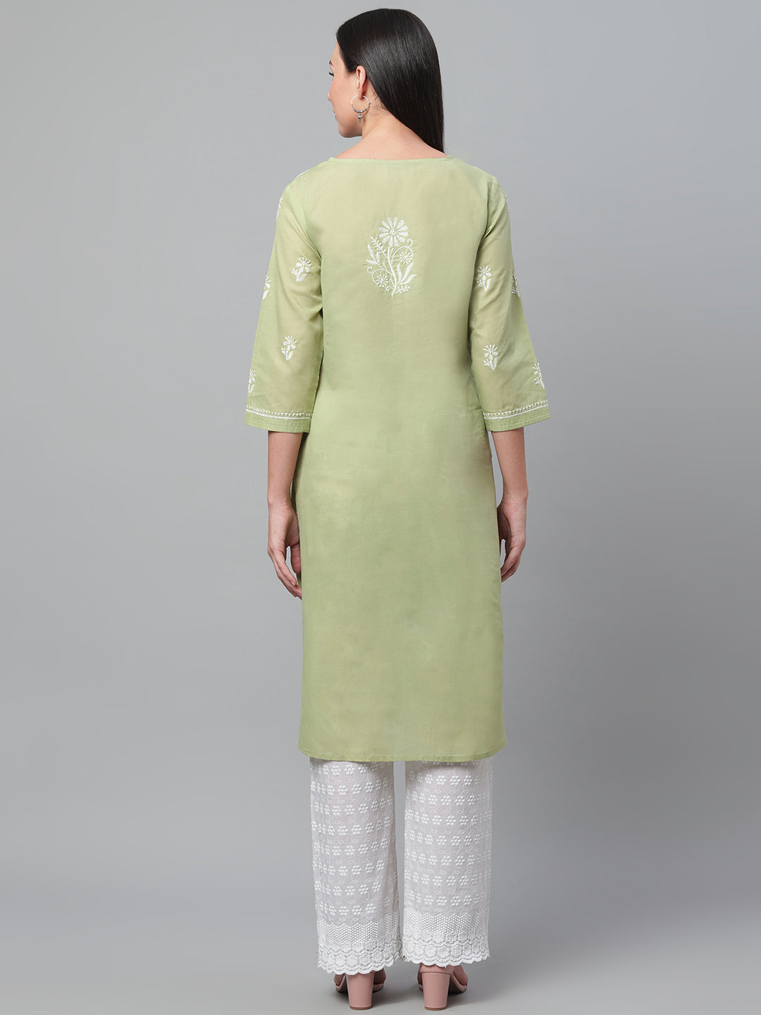 Pista-Coloured Chikankari Kurta