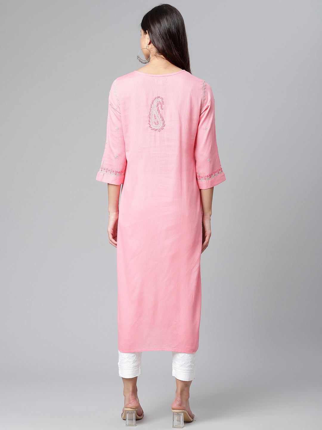 Pink Chikankari Kurta with Murri Work