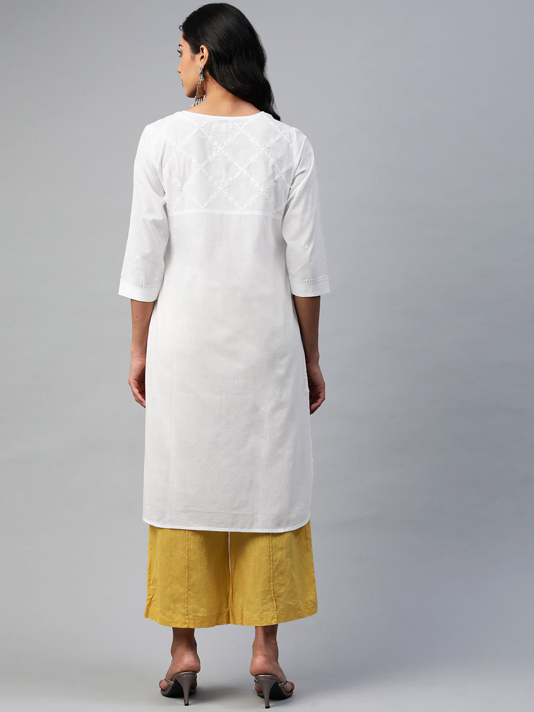 White Chikankari Round-Hem Kurta