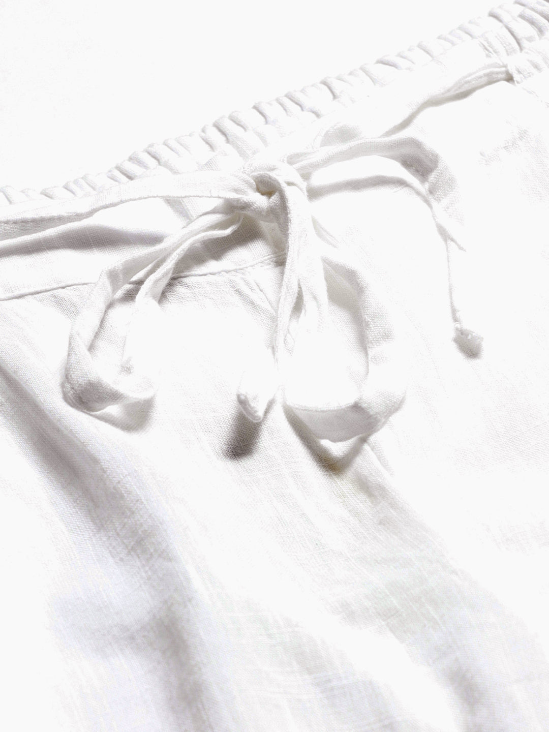 White Cotton Tapered Chikankari Pants with Mukaish Work
