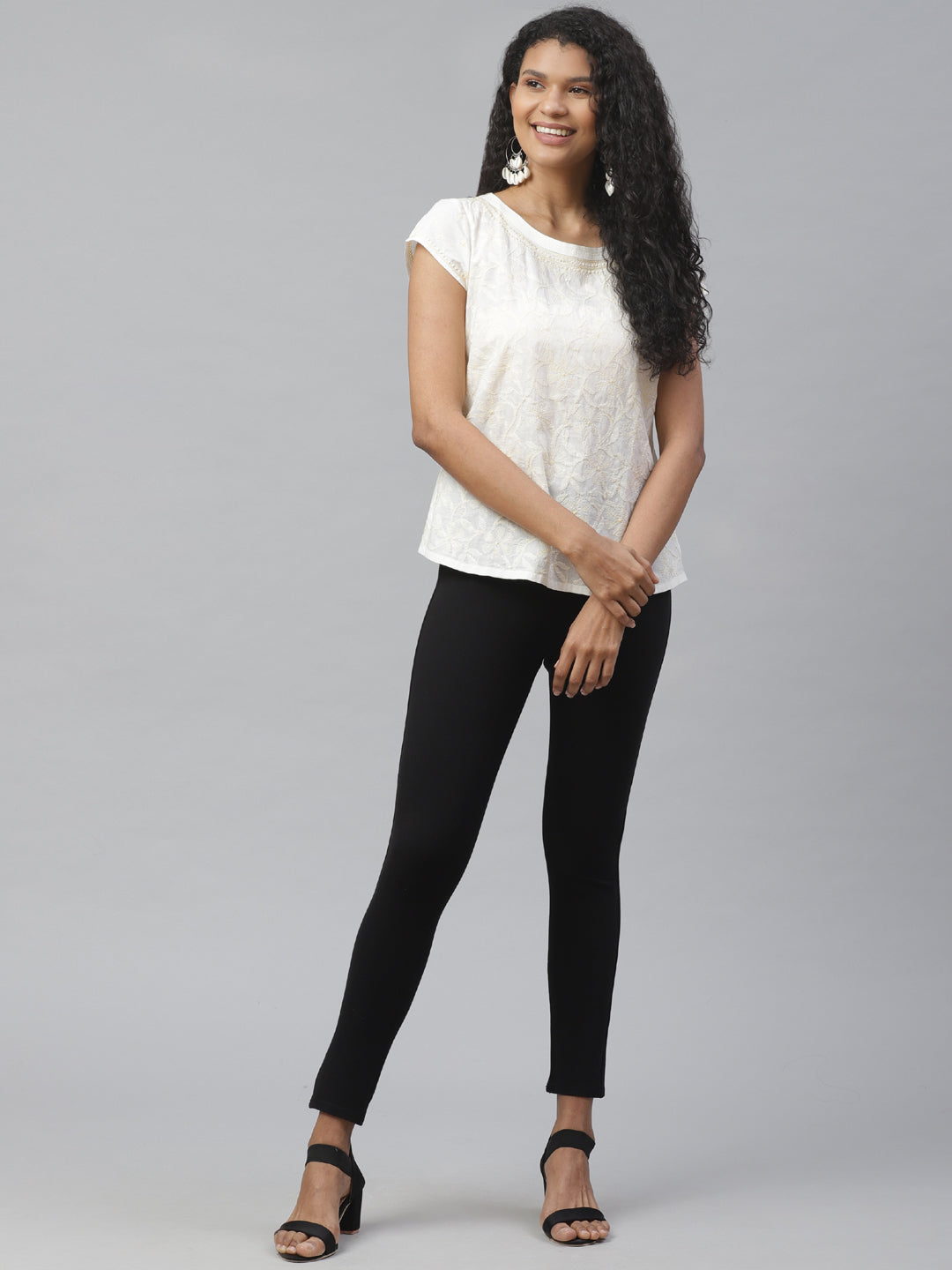Cream Tepchi Boat-Neck Top
