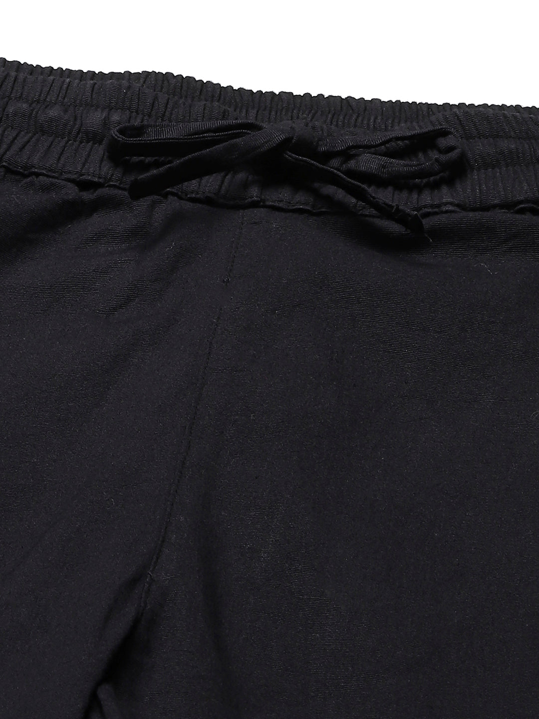 Black Hand-Embroidered Stretchable Pants