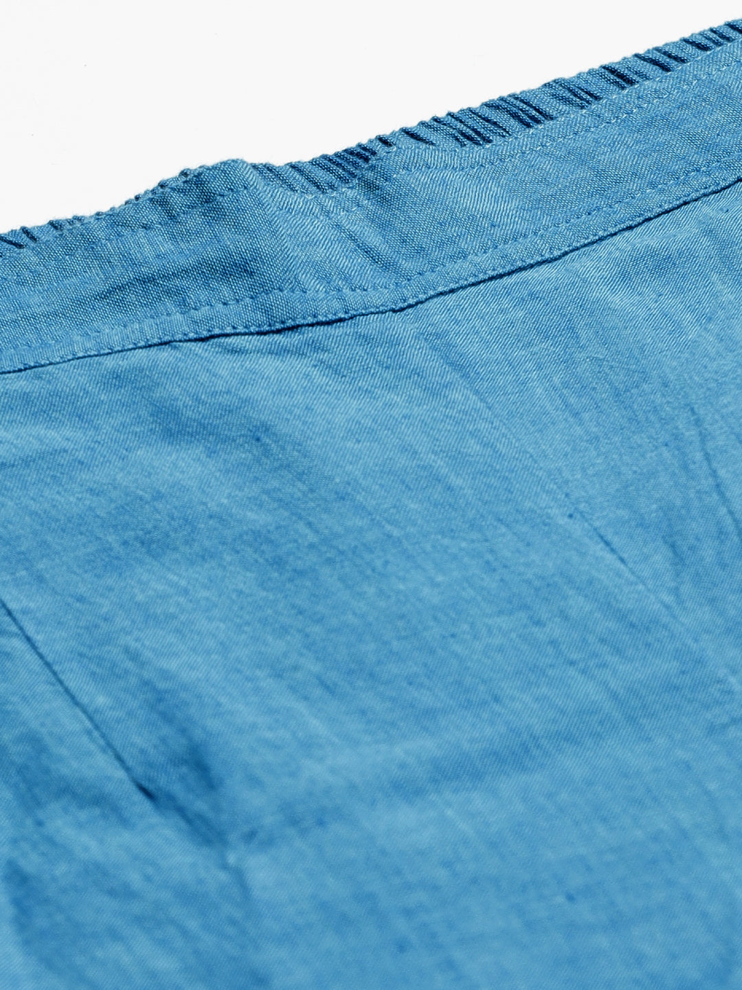 Blue Cotton Chikankari Cropped Pants