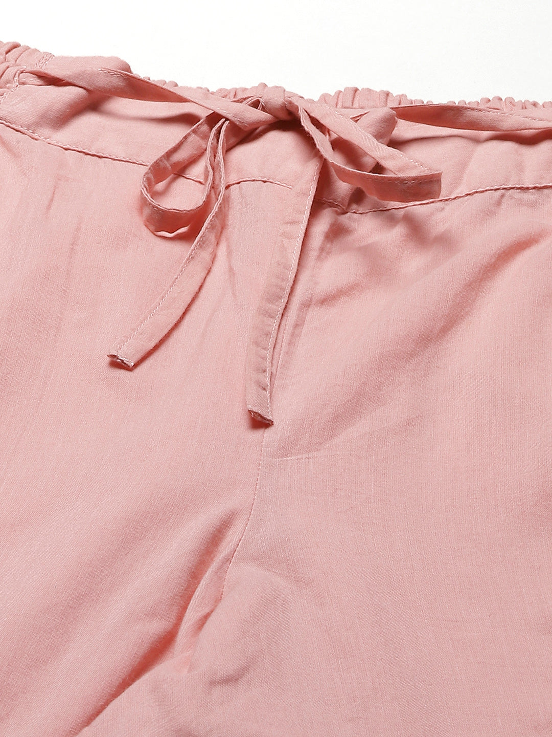 Pink Embroidered Cotton Pants