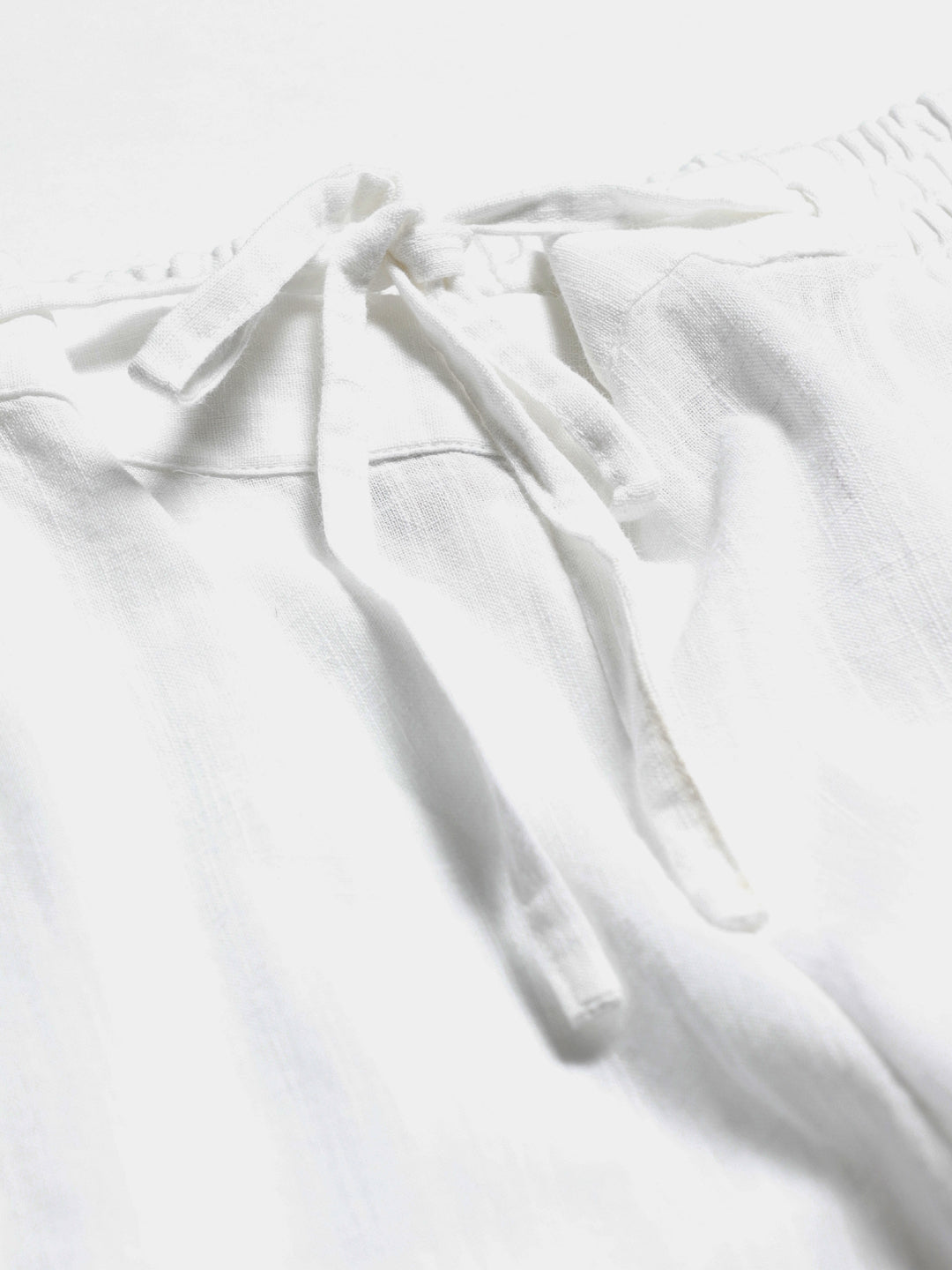White Cotton Embroidered Slim Fit Pants