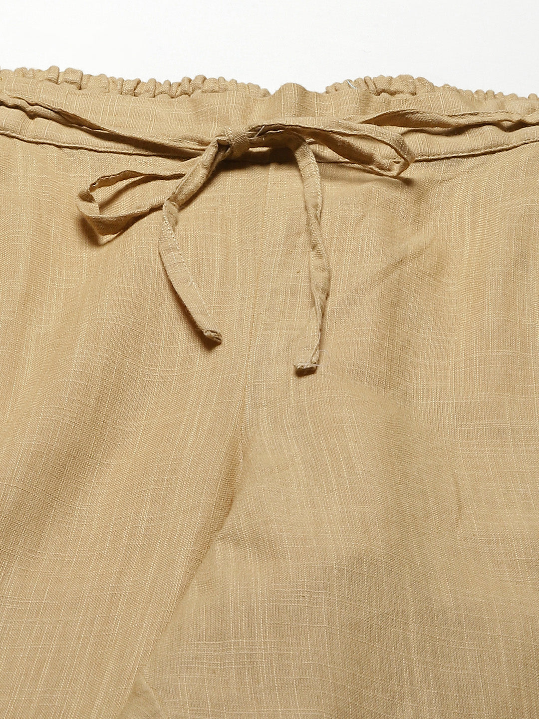 Beige Chikankari Cotton Slub Pants