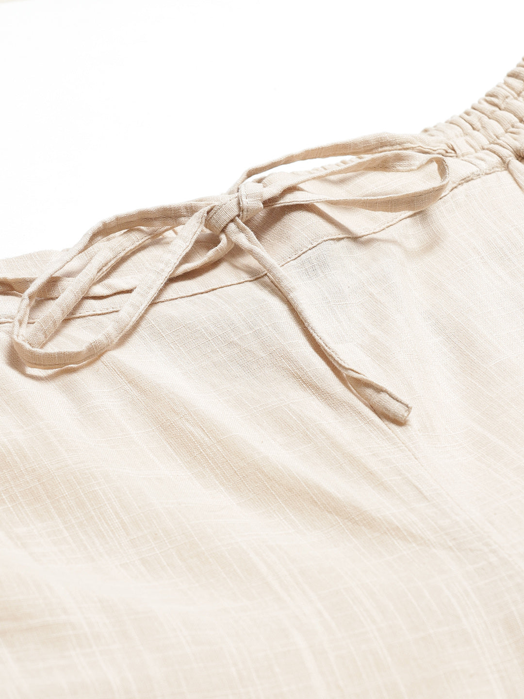Beige Tapered Chikankari Embroidered Trousers