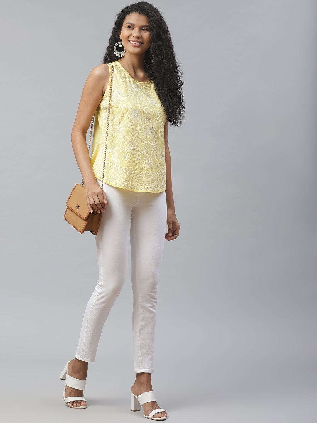 Yellow Sleeveless Back-open Top
