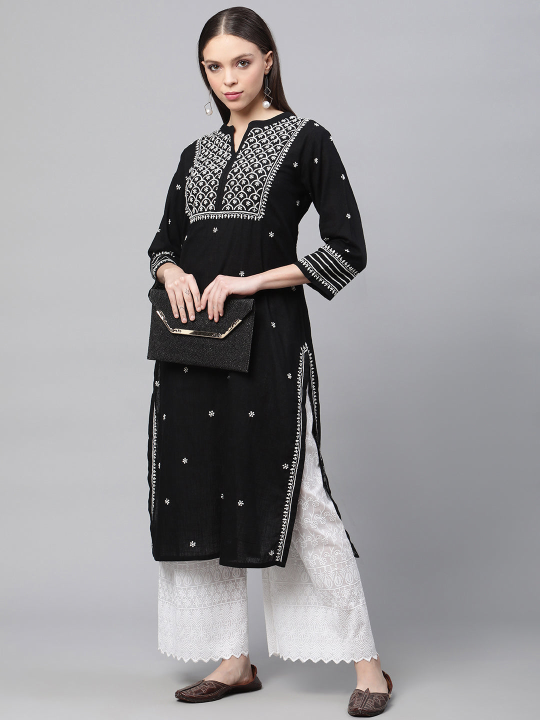 Black and White Chikankari Kurta
