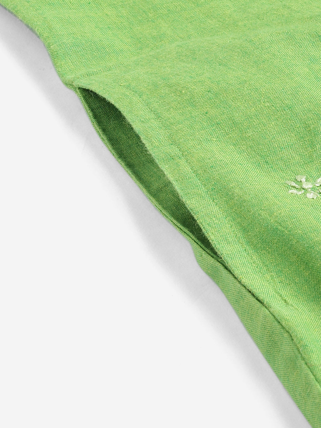 Green Mangalgiri Chikankari Kurta with Elbow Sleeves