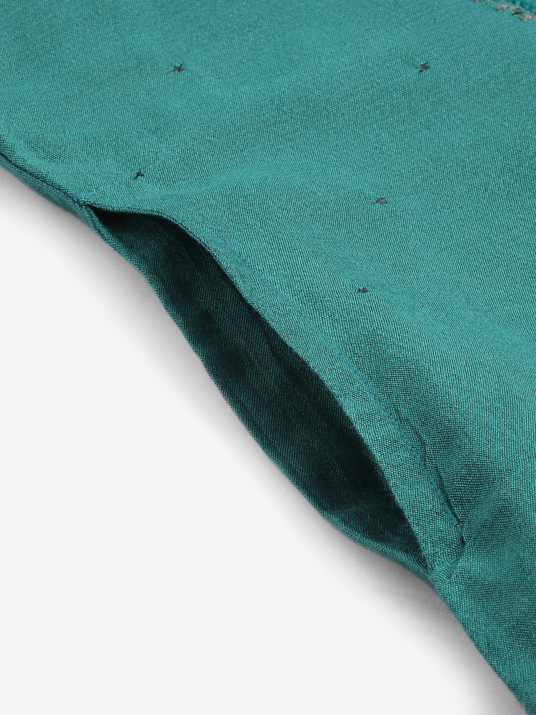 Poly Silk Teal Chikankari Kurta