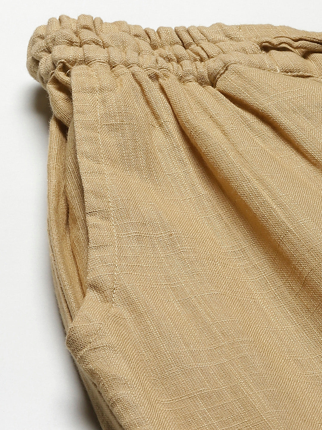 Beige Chikankari Cotton Slub Pants