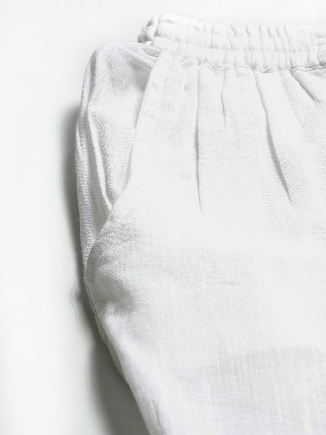 White Cotton Embroidered Slim Fit Pants
