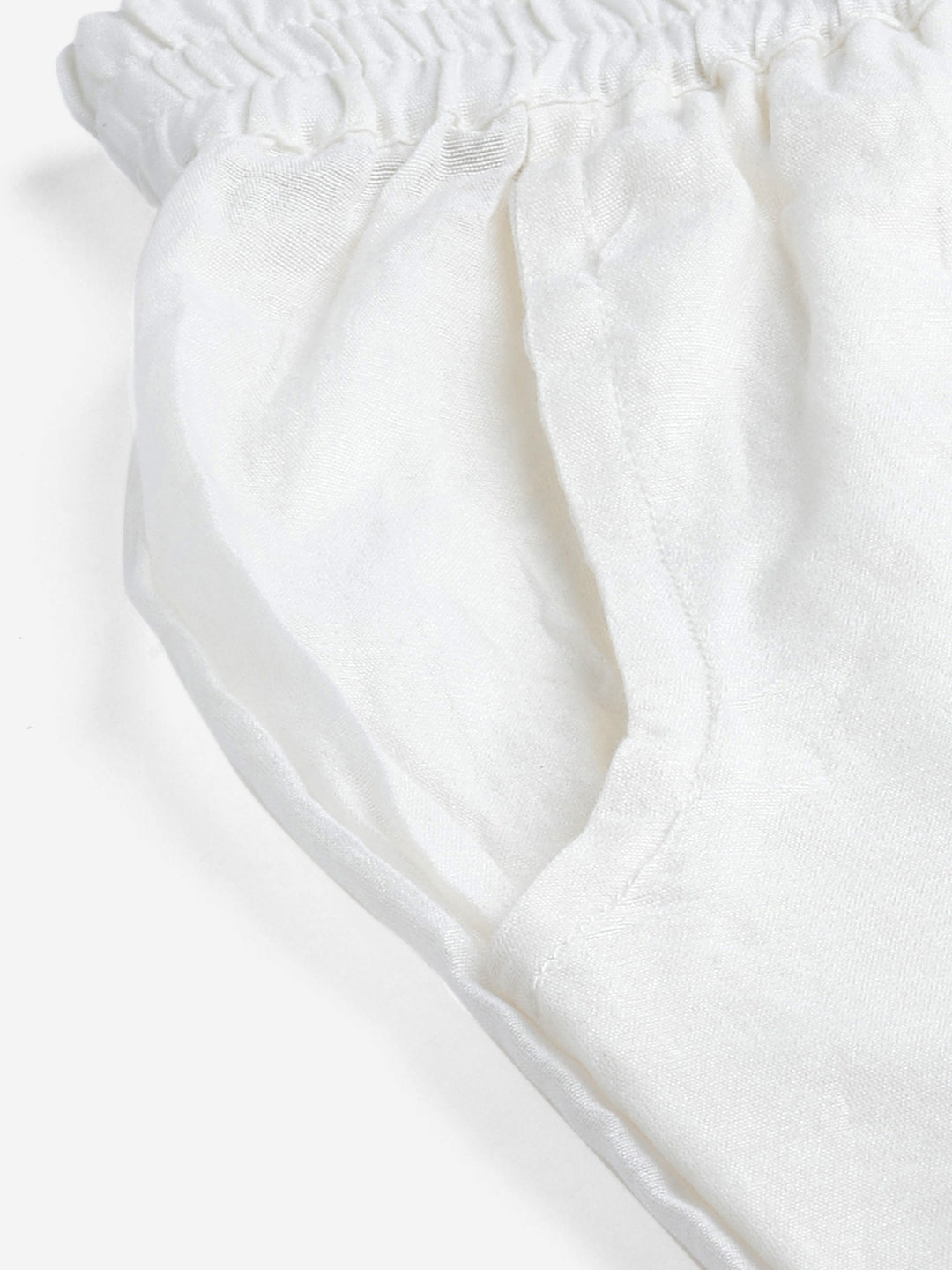 Off White Embroidered Chanderi Pants