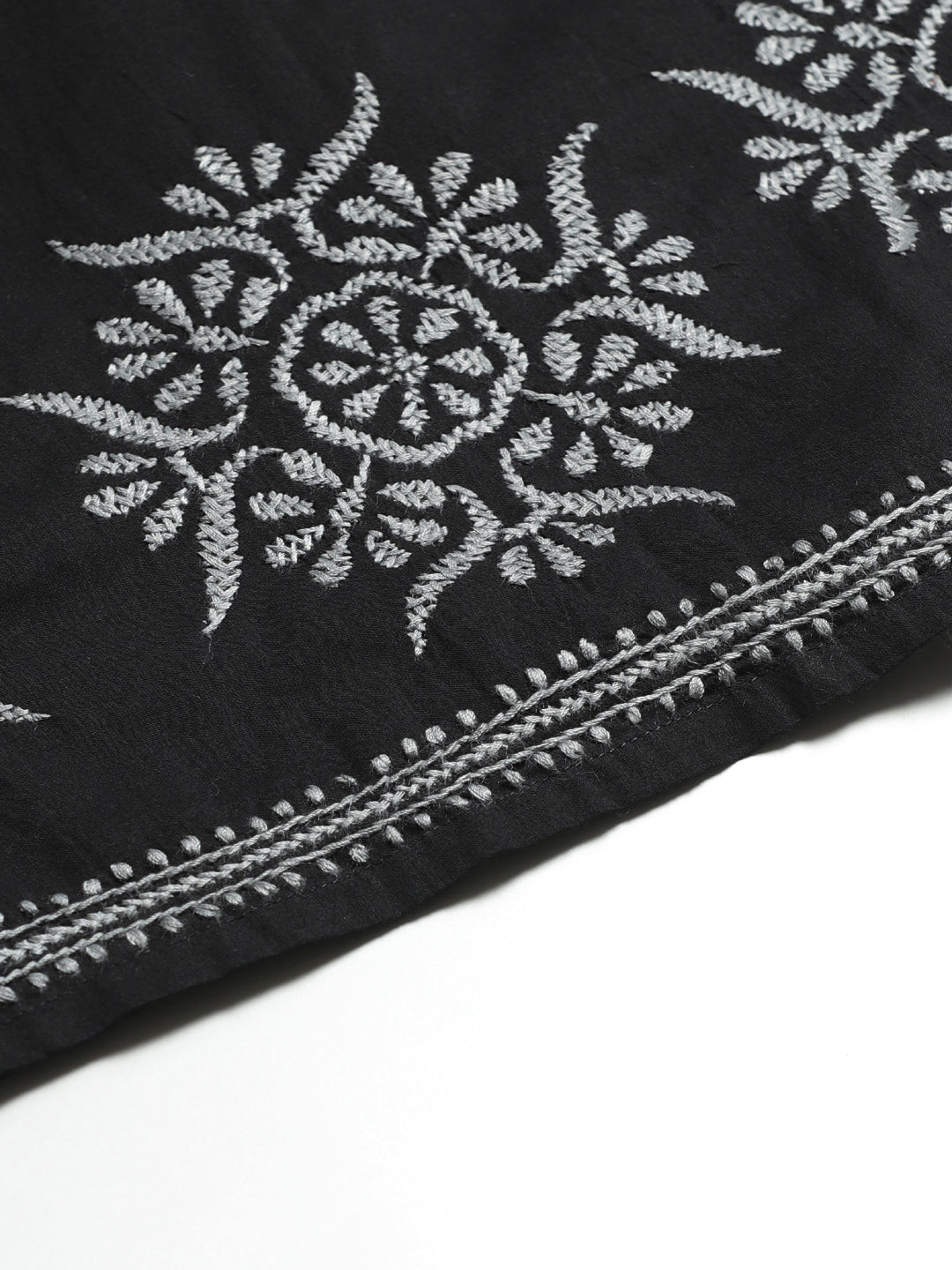 Black and Grey Chikankari Flared Palazzo