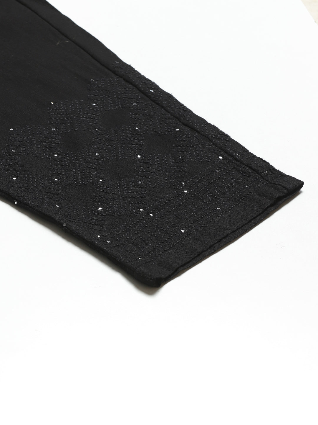 Black Tapered Chikankari Trousers with Mukaish Work