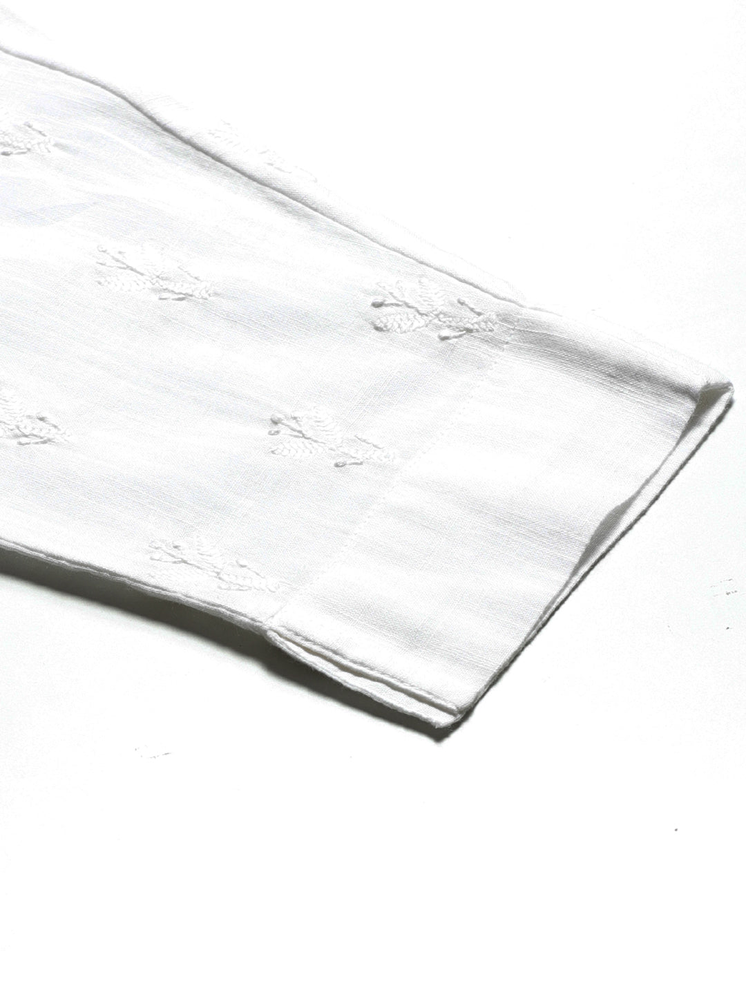 White Cotton Embroidered Slim Fit Pants