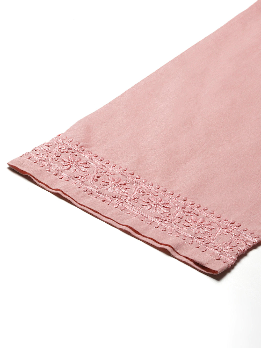 Pink Embroidered Cotton Pants