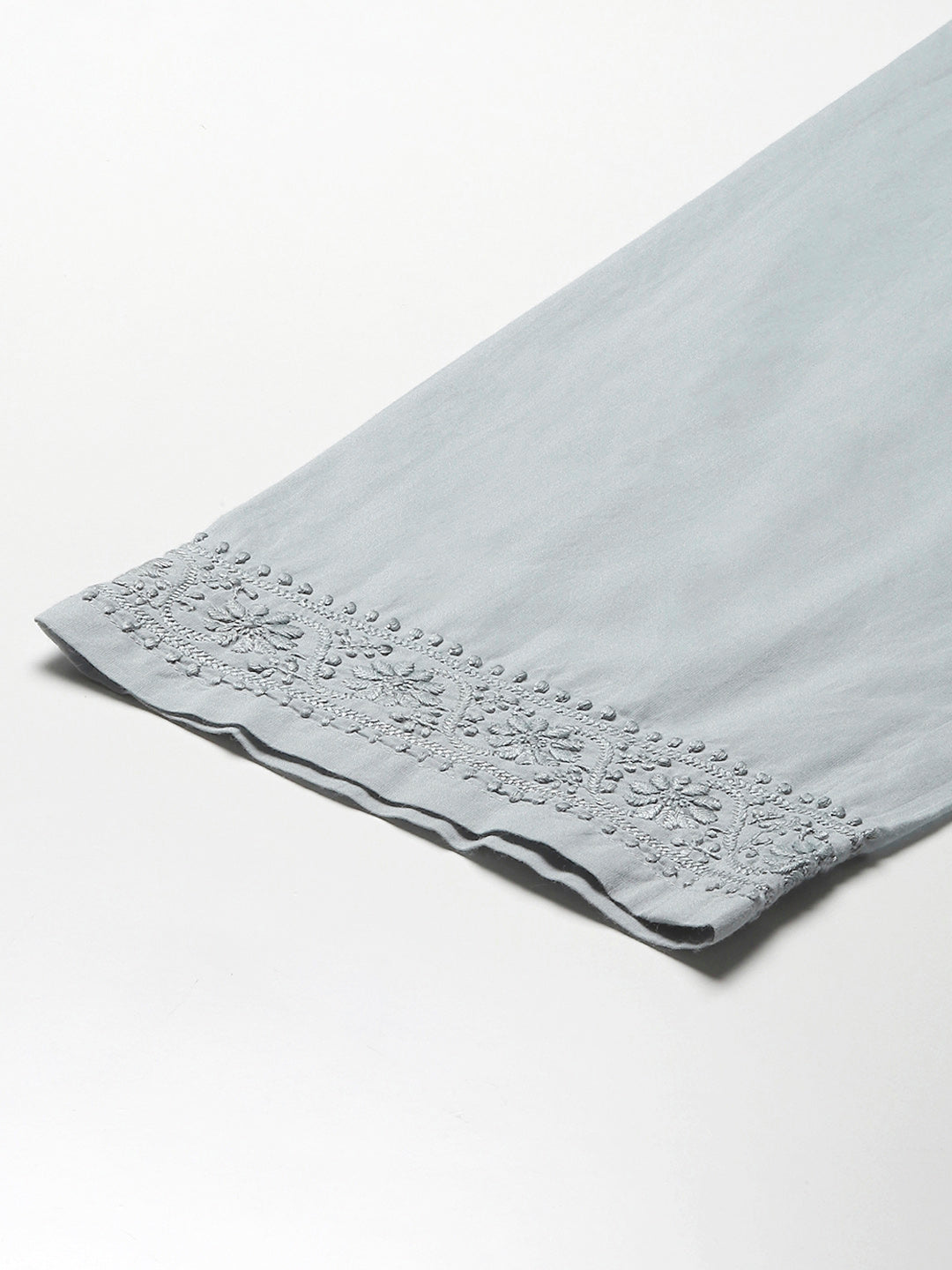 Grey Cotton Chikankari Pants