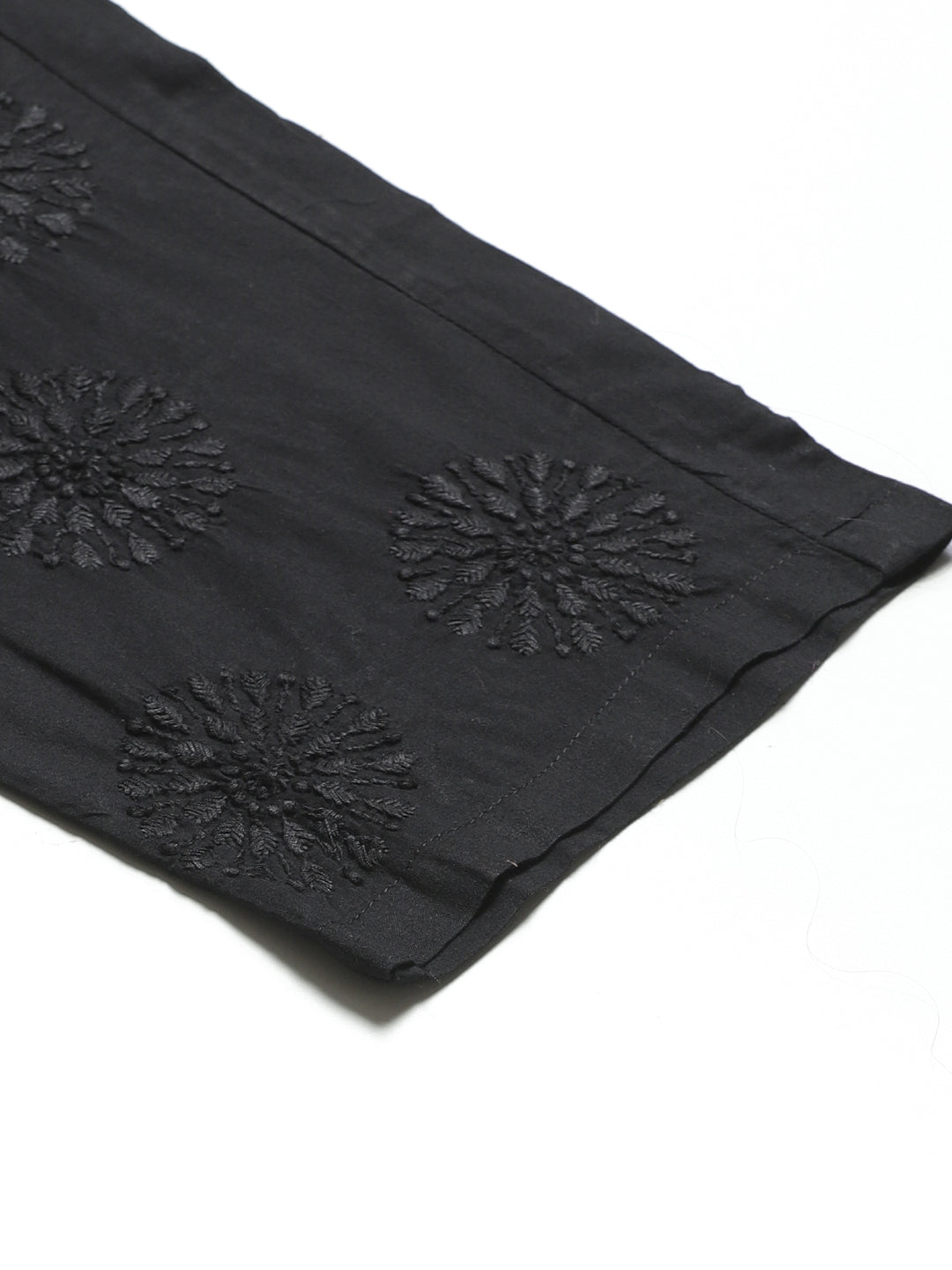 Black Tapered Chikankari Trousers