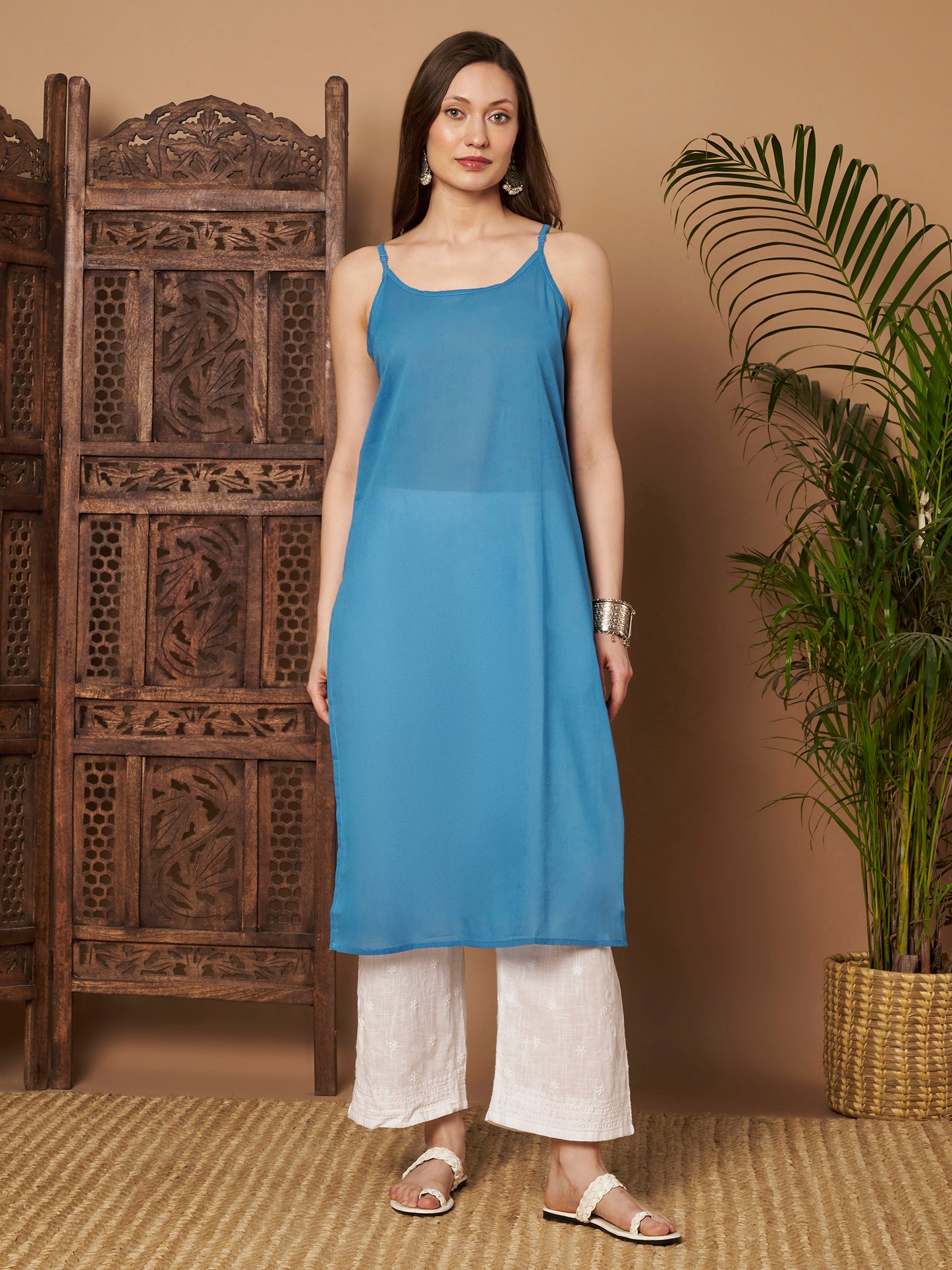 Kota Doria Chikankari Kurta
