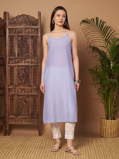 Lavender Chanderi Silk Embroidered Kurta