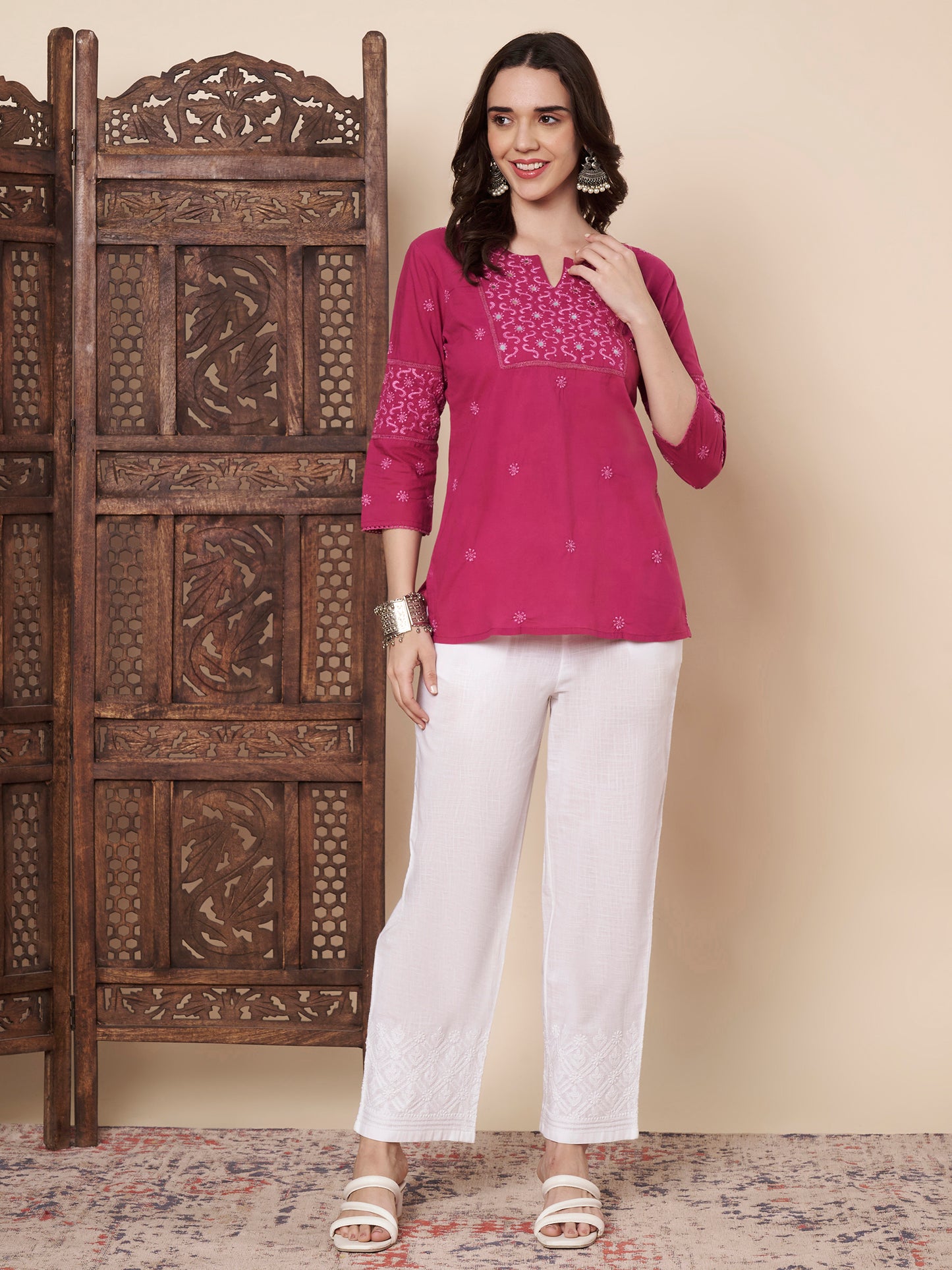 Chikankari Top with Mirror Work