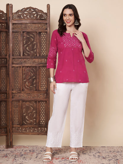 Chikankari Top with Mirror Work
